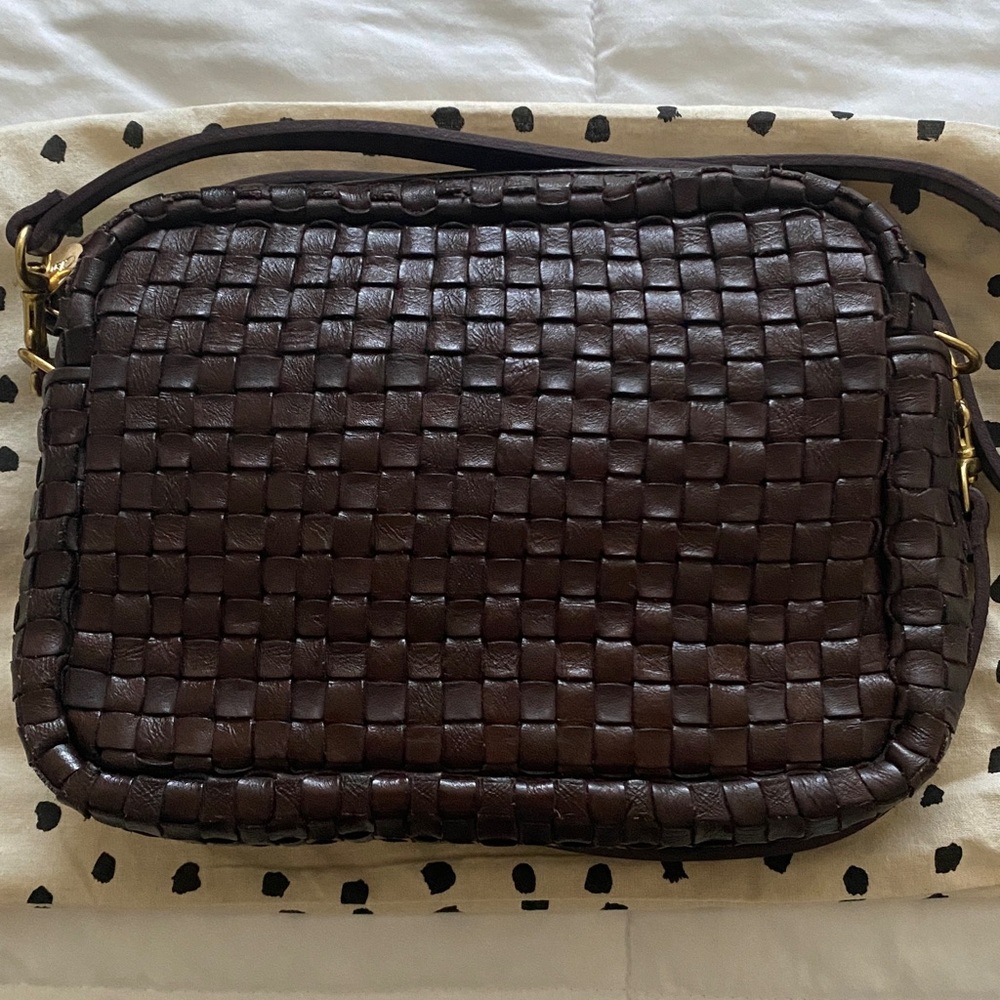 Clare V Dark Plum Woven midi sac Crossbody Bag - Picture 2 of 11